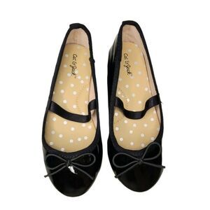 Cat & Jack Girls Shoes Glossy Black Slip on Ballet Flats Toddler Size 9 preowned